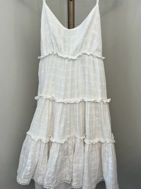 Lucky Brand White Tiered Ruffle Midi Dress Sleeveless Tie Back Lined XS India